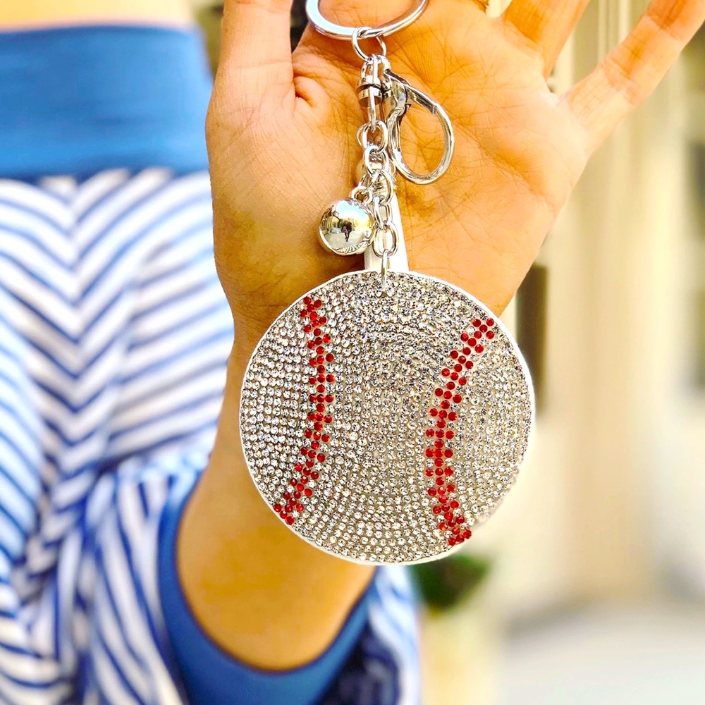 Crystal Baseball Keychain